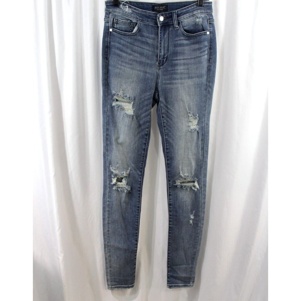 Judy Blue Medium Wash Distressed Skinny Fit Jeans 5/27
